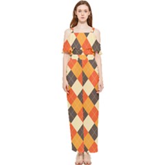 Halloween Argyle Pattern  Draped Sleeveless Chiffon Jumpsuit by Safari