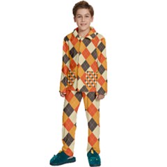 Halloween Argyle Pattern  Kids  Long Sleeve Velvet Pajamas Set by Safari