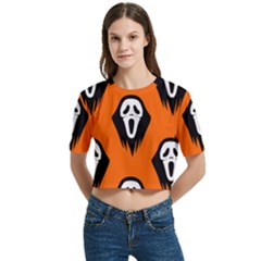 Halloween Party  Women s Round Neck Short Sleeve Crop Top by Safari