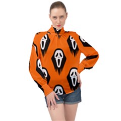 Halloween Party  High Neck Long Sleeve Chiffon Top by Safari