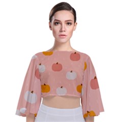 Pumpkin Pattern Halloween 20240926 160345 0000 Tie Back Butterfly Sleeve Chiffon Top by Safari