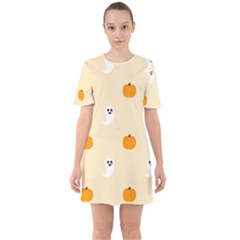 Pumpkin And Boo Crew Halloween  Sixties Short Sleeve Mini Dress by Safari