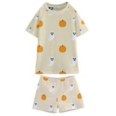 Pumpkin And Boo Crew Halloween  Kids  Swim T-shirt And Shorts Set by Safari