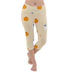 Pumpkin And Boo Crew Halloween  Lightweight Velour Capri Yoga Leggings by Safari