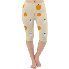 Pumpkin And Boo Crew Halloween  Lightweight Velour Cropped Yoga Leggings by Safari