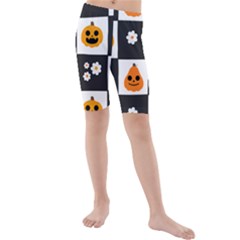 Seamless Halloween Pattern With Smiling Pumpkin 20240926 161714 0000 Kids  Mid Length Swim Shorts by Safari