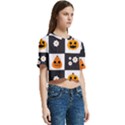 Seamless Halloween Pattern With Smiling Pumpkin 20240926 161714 0000 Women s Round Neck Short Sleeve Crop Top View3