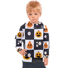 Seamless Halloween Pattern With Smiling Pumpkin 20240926 161714 0000 Kids  Hooded Pullover by Safari