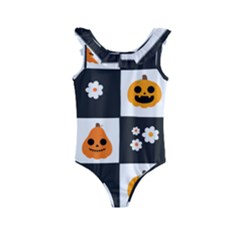 Seamless Halloween Pattern With Smiling Pumpkin 20240926 161714 0000 Kids  Frill Swimsuit by Safari