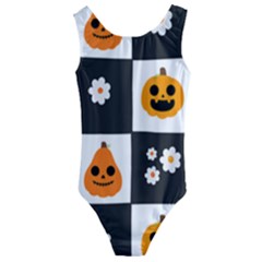 Seamless Halloween Pattern With Smiling Pumpkin 20240926 161714 0000 Kids  Cut-out Back One Piece Swimsuit by Safari