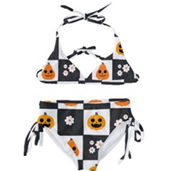 Seamless Halloween Pattern With Smiling Pumpkin 20240926 161714 0000 Kids  Classic Bikini Set by Safari