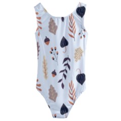 Autumn Seamless Leaves Pattern  Kids  Cut-out Back One Piece Swimsuit by Safari