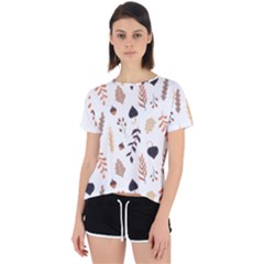 Autumn Seamless Leaves Pattern  Open Back Sport T-shirt by Safari