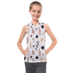 Autumn Seamless Leaves Pattern  Kids  Sleeveless Hoodie by Safari