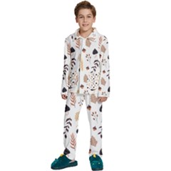 Autumn Seamless Leaves Pattern  Kids  Long Sleeve Velvet Pajamas Set by Safari