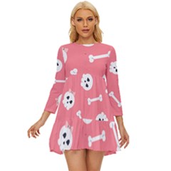 Halloween Pattern With Sculles And Bones 20240926 160927 0000 Long Sleeve Babydoll Dress by Safari