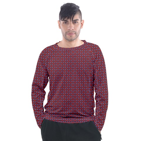 Brown Red Dot Pattern Men s Long Sleeve Raglan T-shirt by ytdream