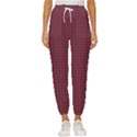 Brown Red Dot Pattern Women s Cropped Drawstring Pants View1