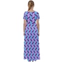 Purple Blue Pattern High Waist Short Sleeve Maxi Dress View2