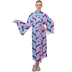 Purple Blue Pattern Maxi Velvet Kimono by ytdream
