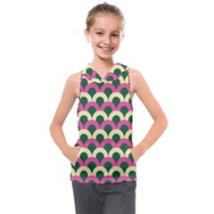 Green Yellow Pattern Kids  Sleeveless Hoodie by ytdream