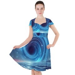 Astral Waveform Fantasy Cap Sleeve Midi Dress With Pockets by Grandong