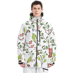 Line Floral Art Pattern Ornament Men s Multi Pockets Zip Ski And Snowboard Waterproof Breathable Jacket by Grandong