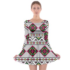 Ukrainian Folk Seamless Pattern Ethnic Ornament Border Element Traditional Long Sleeve Skater Dress by Grandong