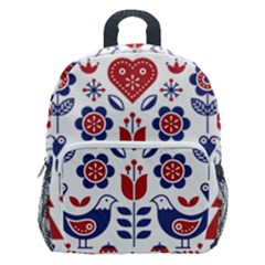 Scandinavian Folk Seamless Pattern Kids  Age 5-10 Lightweight School Backpack With Side Pockets by Grandong