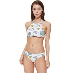 Whale Cartoon Whale Seamless Cartoon Character Animals Leaf Banded Triangle Bikini Set by Grandong