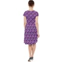 Violet White Pattern Cap Sleeve Midi Dress With Pockets View2