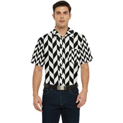 Black And White Pattern Men s Short Sleeve Pocket Shirt  by ytdream