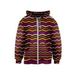 Multicolor Wave Pattern Kids  Zipper Hoodie by ytdream