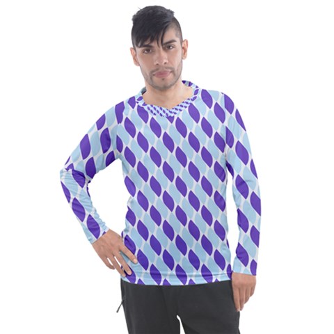 White Blue Pattern Men s Pique Long Sleeve T-shirt by ytdream