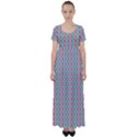 Yellow Blue Pattern High Waist Short Sleeve Maxi Dress View1