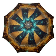 Mystic Blue Pyramid Art Straight Umbrellas by ExtraAwesomeSauce