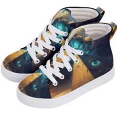 Mystic Blue Pyramid Art Kids  Hi-top Skate Sneakers by ExtraAwesomeSauce