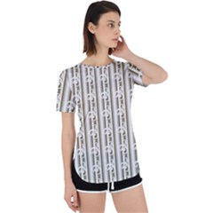 A White And Brown Striped Wallpaper With A Pattern Perpetual Short Sleeve T-shirt by catchydesignhill