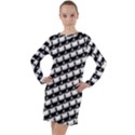 Stylish Coffee Cup Pattern Long Sleeve Hoodie Dress View1