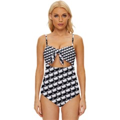 Stylish Coffee Cup Pattern Knot Front One-piece Swimsuit by ExtraAwesomeSauce