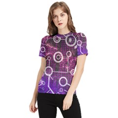 Cosmic Network Geometric Art Women s Short Sleeve Rash Guard by ExtraAwesomeSauce