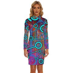 Abstract Tech Galaxy Design Long Sleeve Shirt Collar Bodycon Dress by ExtraAwesomeSauce