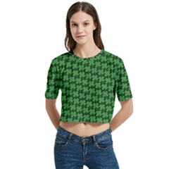 St  Patrick s Day Clovers Women s Round Neck Short Sleeve Crop Top by ExtraAwesomeSauce