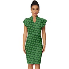 St  Patrick s Day Clovers Vintage Frill Sleeve V-neck Bodycon Dress by ExtraAwesomeSauce