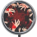 Horror Themed Bloody Hands Mini Round Pill Box View1