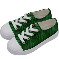 Green Diamond Grid Pattern Kids  Low Top Canvas Sneakers by ExtraAwesomeSauce