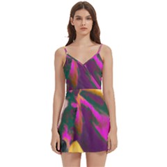 Vibrant Abstract Equine Art Body Wrap Sleeveless V-neck Mini Dress by ExtraAwesomeSauce