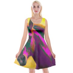 Vibrant Abstract Equine Art Reversible Velvet Sleeveless Dress by ExtraGoodSauce