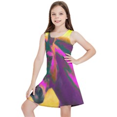 Vibrant Abstract Equine Art Kids  Lightweight Sleeveless Dress by ExtraAwesomeSauce