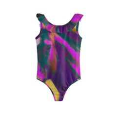 Vibrant Abstract Equine Art Kids  Frill Swimsuit by ExtraAwesomeSauce